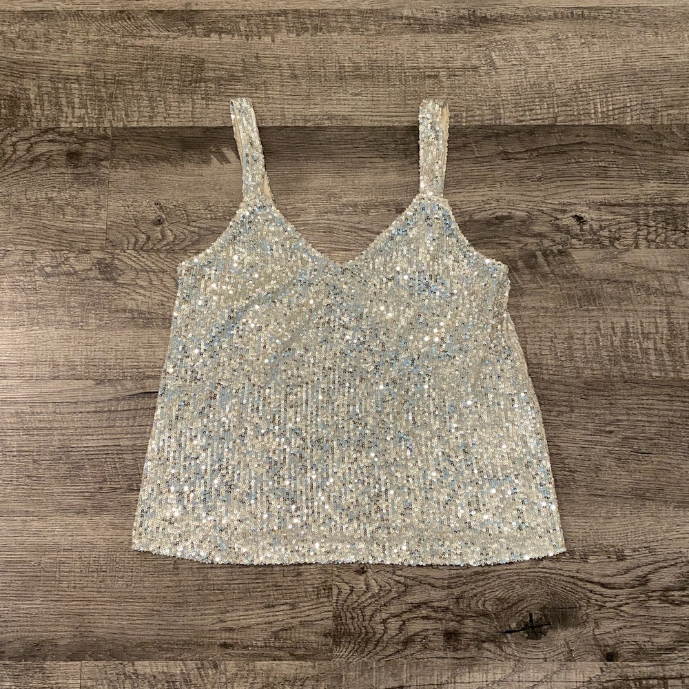 Sequin tank small silver